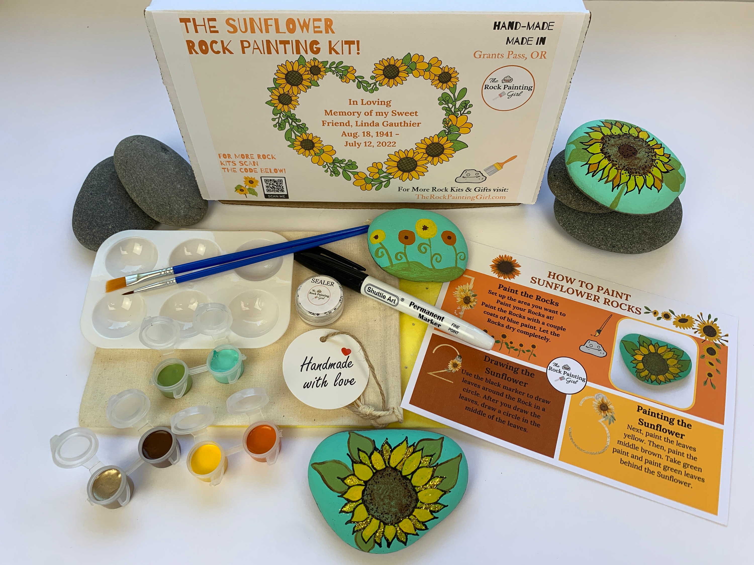 Sunflower Rock Painting Kit, Sunflower Painting Kit, DIY Craft Kit, Monthly  Subscription Box, Subscription Box for Women, Rock Painting Kit 