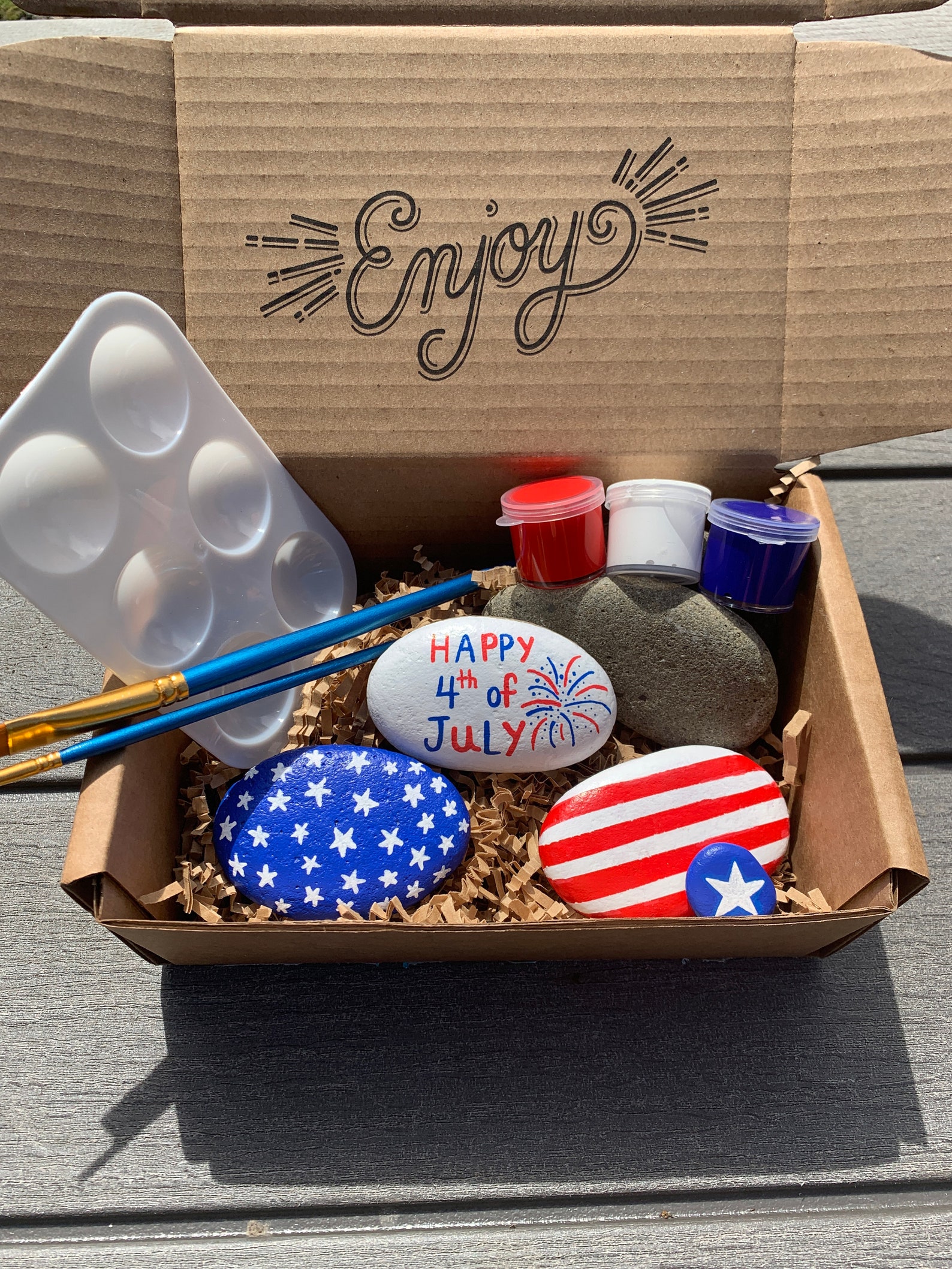 Fourth of July Rock Painting Kit Painted Rocks Craft for Etsy