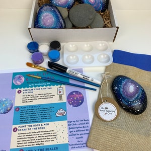 GALAXY Painting, Galaxy Painted Rocks, Galaxy Paint, Rock Painting Kit, DIY Craft Kit, Monthly Subscription Box, Subscription Box for Women image 7