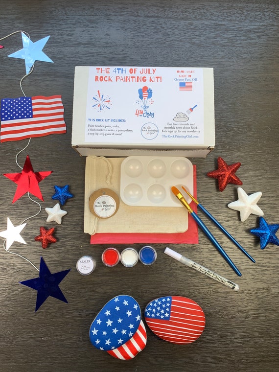 Fourth of July Rock Painting Kit Painted Rocks Craft for Etsy