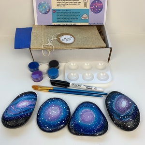 GALAXY Painting, Galaxy Painted Rocks, Galaxy Paint, Rock Painting Kit, DIY Craft Kit, Monthly Subscription Box, Subscription Box for Women image 8