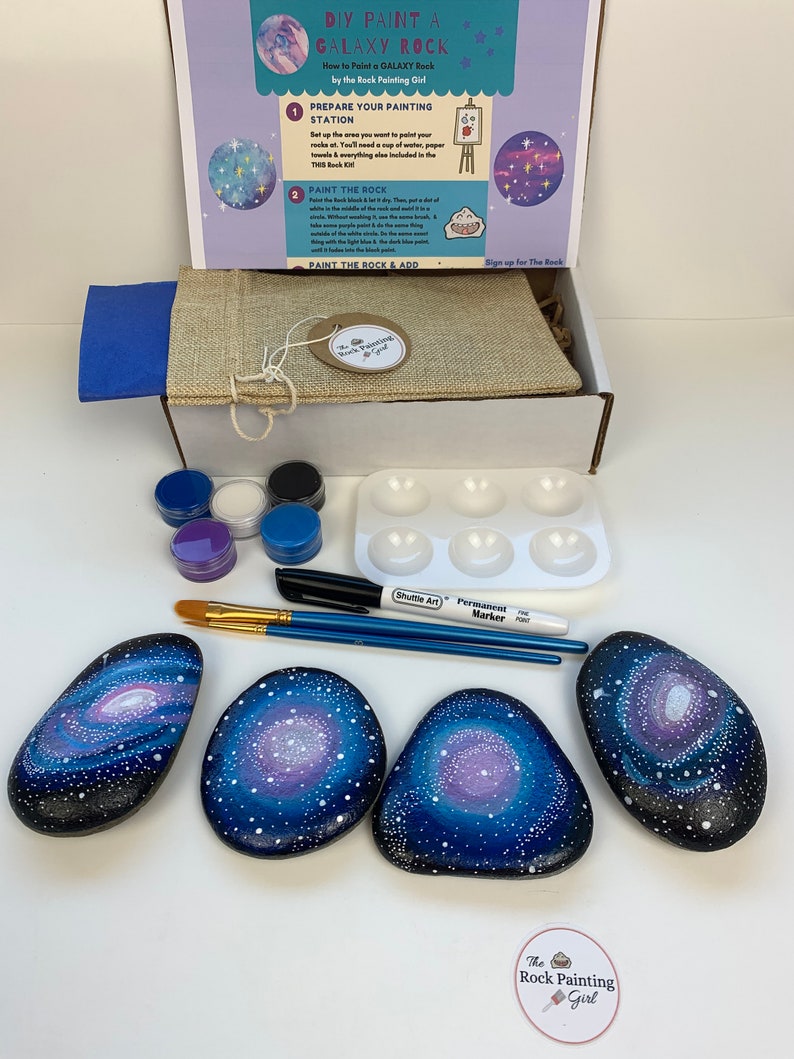 GALAXY Painting, Galaxy Painted Rocks, Galaxy Paint, Rock Painting Kit, DIY Craft Kit, Monthly Subscription Box, Subscription Box for Women image 8