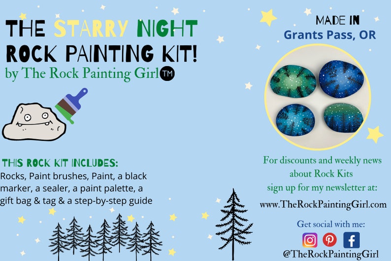 Rock Painting Kit, Craft Box for Adults, Diy Rock Painting Kit, DIY Craft Kit, DIY Gifts, DIY Painting Kit, Starry Night Painting, Art Kit image 5