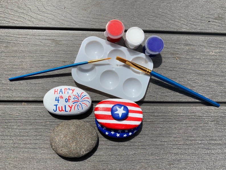 Fourth of July Rock Painting Kit Painted Rocks Craft for Etsy