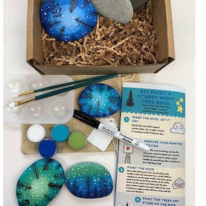 Rock Painting Kit, Craft Box for Adults, Diy Rock Painting Kit, DIY Craft Kit, DIY Gifts, DIY Painting Kit, Starry Night Painting, Art Kit image 7