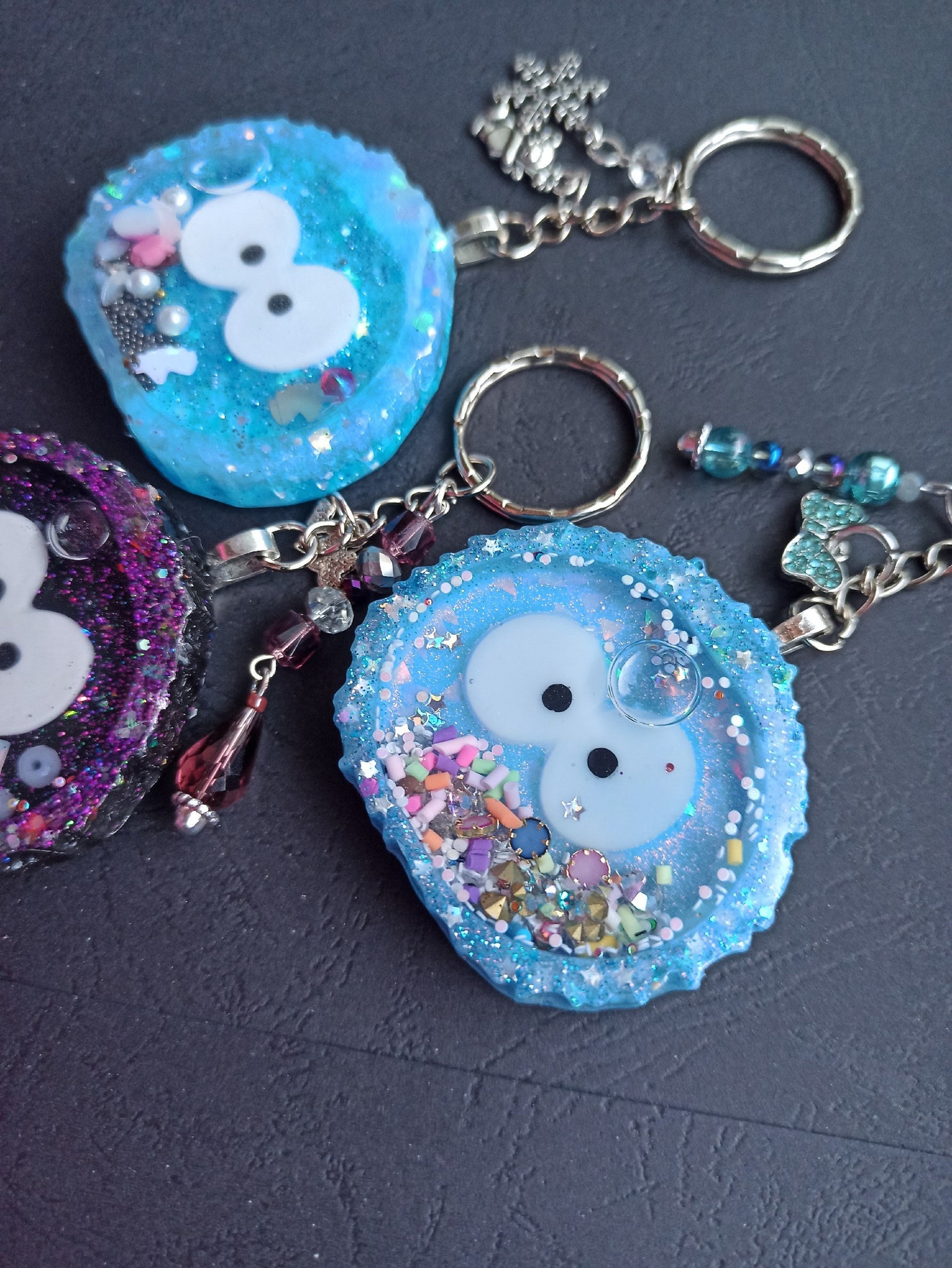 Resin Shaker Charm Keychain . Cute Resin Charm.kawaii Key Etsy