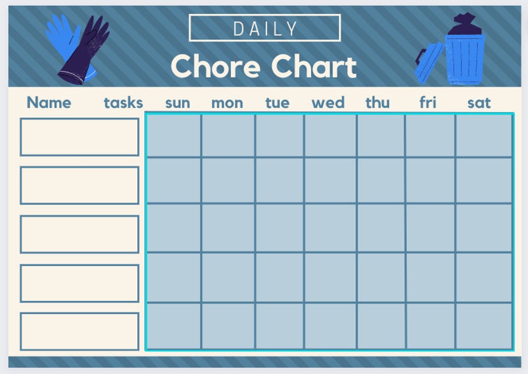 Weekly Chore Chart - Etsy