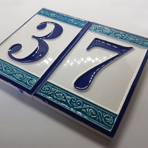 Glazed Ceramic House Number Handmade Etsy