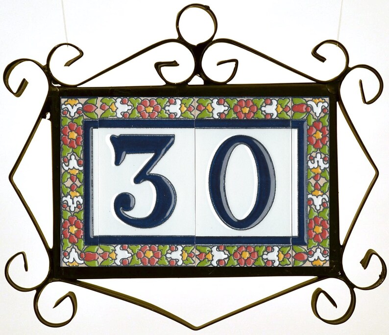 Spanish Ceramic Tile Numbers and Letters Etsy