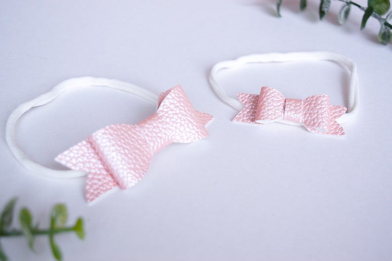 Mauve Pink Color Combo Leather and Felt Two Sizes Available Girls Headbands Nylon Headbands Baby Headbands GIRLS HEADBAND 3 PACK