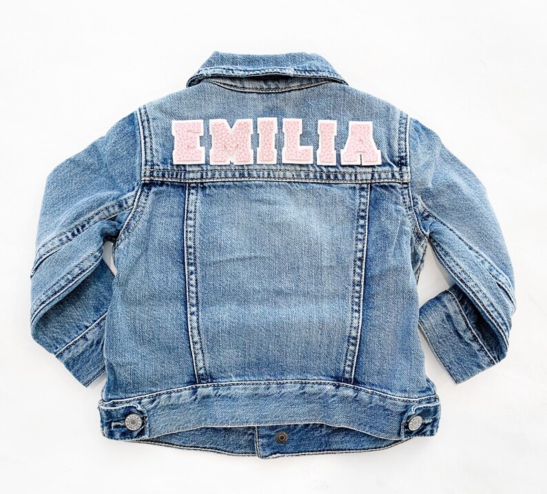 CUSTOM DENIM JACKET Custom Leather Name Patch Personalized image 1