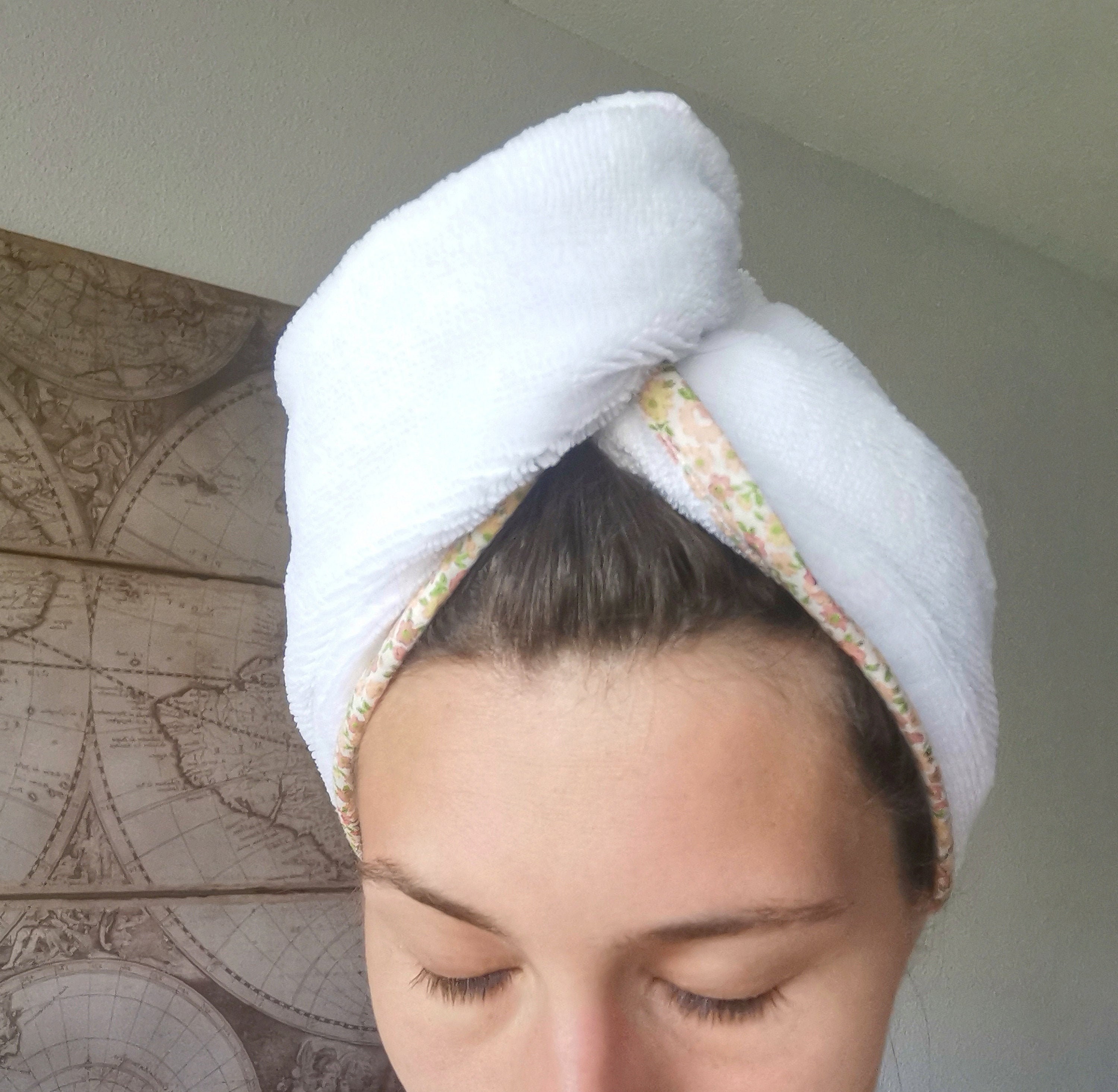 Towel hair shower turban bamboo sponge bath turban turban Etsy
