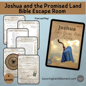 Bibel Escape Room, Joshua, Jugendgruppenspiele, Bibelspiele zum Ausdrucken, Bibelspiele für Erwachsene, für Kinder, Bibelpuzzles, Bibelstudienspiele,