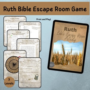 Bible Escape Room, Youth Group Game, Bible Games Printable, Bible games for Youth, Small Group Games, Bible Class Activity, Bible Story Ruth