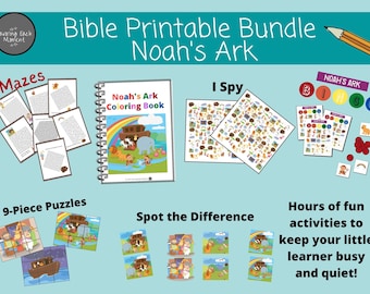 Bijbelactiviteiten voor kinderen | Ark van Noach | Bijbel drukke binder| Bijbel druk boek | Afdrukbare activiteiten van de Bijbel | Bijbelpagina's voor kleuters | Zondagsschool