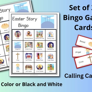 Easter Story Bible Games, Easter Story Bingo, He is Risen Church Games, Resurrection Bingo, Easter Bingo, Easter Games, Bible games for kids