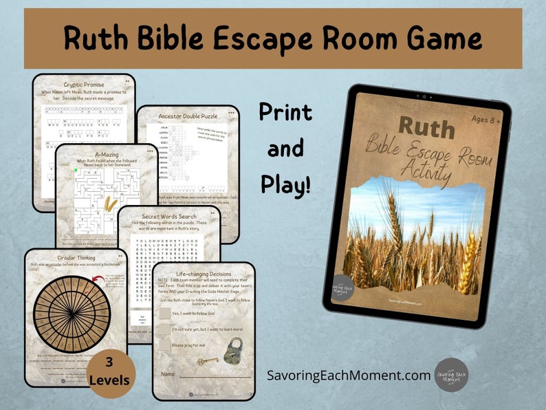 Ruth Bible Escape Room Game Printable Etsy