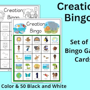 Creation Bingo Game for Kids, Creation Game, Bible Bingo Game VBS game Sunday School Game Creation Story Bible Game Family Worship Activity