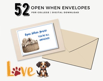 Open When Letters, Open When Envelopes, College Gift Card Book, College Survival Box, College Care Package, College Survival Kit, Money Gift