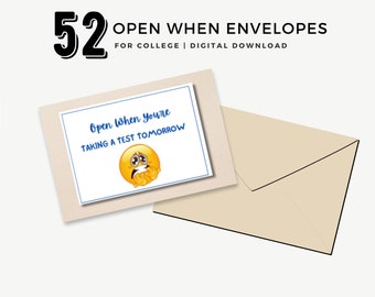 Open When Letters, Open When Envelopes, College Gift Card Book, College Survival Box, College Care Package, College Survival Kit, Money Gift