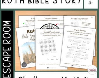 Ruth Bible Escape Room Game, Youth Group Games, Bible Games Printable, Bible games for Adults, for Kids, bible puzzles, Bible study games