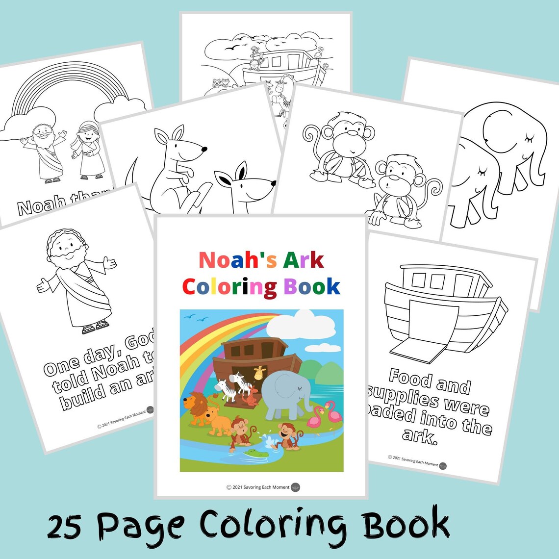 Noah's Ark Bible Coloring Pages for Kids Bible Story Printable Bible ...