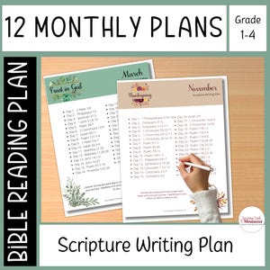 12-monatiger Schriftschreibplan Monatlicher Bibelleseplan Druckbare Bibel schreiben Schrift schreiben Bibelstudienjournal Bibelleseplan