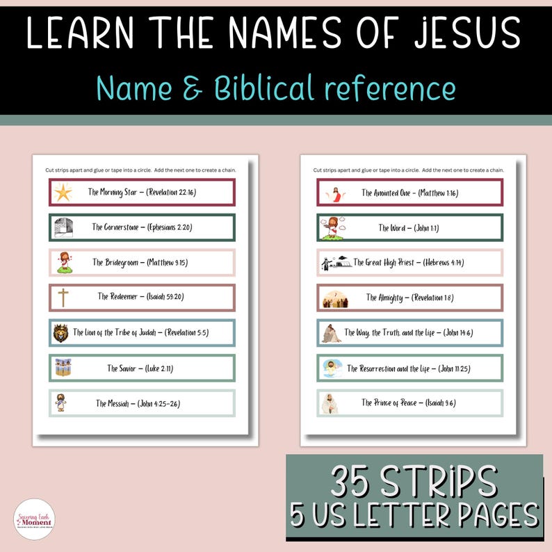 Names of Jesus Paper Chain Craft, Religious Advent Calendar Bible ...