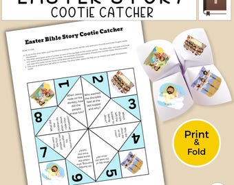 Easter Story for kid Sunday school craft, Easter Story craft, He is Risen Printable paper craft, Resurrection Fortune Teller, Cootie Catcher