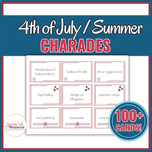 4th of July Games, July 4th Games, Picnic Games, Patriotic Games, Charades Games, Charades Words, BBQ Games, Summer Fun Charades, Picture It
