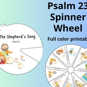 Psalms 23 Sunday School Craft, Bible Story Wheel Craft, Memory Verses for Kids, Sunday School Activity, Psalm 23 Printable, VBS Craft