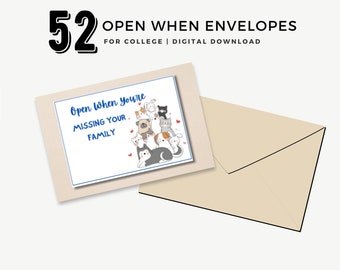 Open When Letters, Open When Envelopes, College Gift Card Book, College Survival Box, College Care Package, College Survival Kit, Money Gift