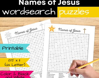 Names of Jesus Bible Word Search Puzzle, Sunday School Activity, Printable Bible Game, Immanuel Religious Christmas Activity for Small Group