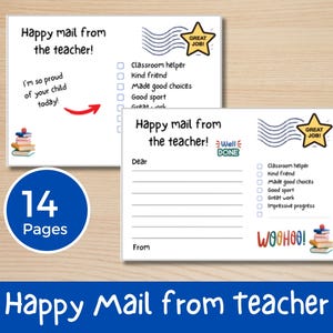 Teacher Happy Mail Parent Communication Teacher Notes, Positive Words Teacher Mail, Teacher Parent Communication School Notes Kindness Cards