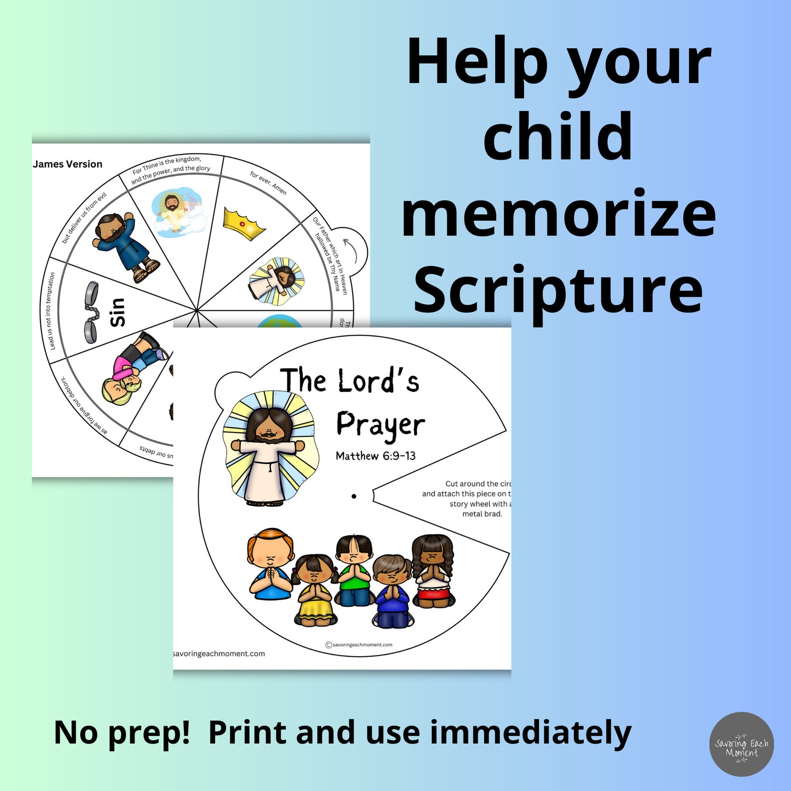 Printable Lords Prayer Wheel for Kids, Bible Activity Sheet, Lord's Prayer Story Wheel, Sunday ...