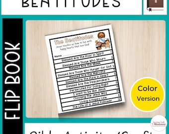 Beatitudes Kids Activity, Bible Verse Flip Book, Bible Study For Children, Memory Verse Flip Book, Sermon On The Mount, Sunday School Craft