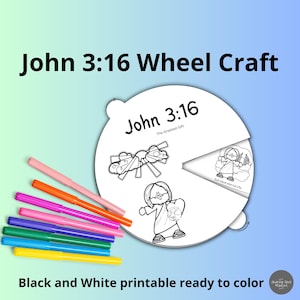 John 3:16 Sonntagsschulhandwerk, Malrad, druckbare Bibelaktivität, Kinderbibellektion, Memory-Spiel, Die gute Nachricht, Spinner Craft