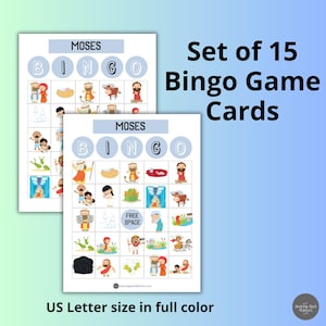 Jeu de bingo de Moïse pour enfants Jeu de bingo biblique à imprimer pour enfants Jeux d'église Cartes de bingo à imprimer pour enfants Jeux de bingo à imprimer religieux pour enfants