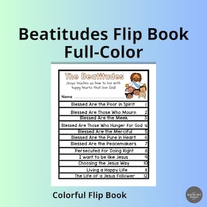 Beatitudes Kids Activity, Bible Verse Flip Book, Bible Study For Children, Memory Verse Flip Book, Sermon On The Mount, Sunday School Craft