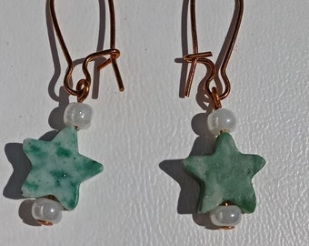 Tree Agate Star Earrings