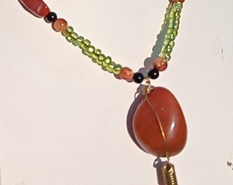 Carnelian Leaf Necklace