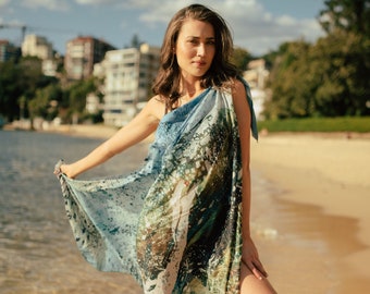 Designer Sarong - THE SWIM - Resort wear Sarong Australia,  Luxurious Sarong, Designer beach wear, Designer artwear Australia