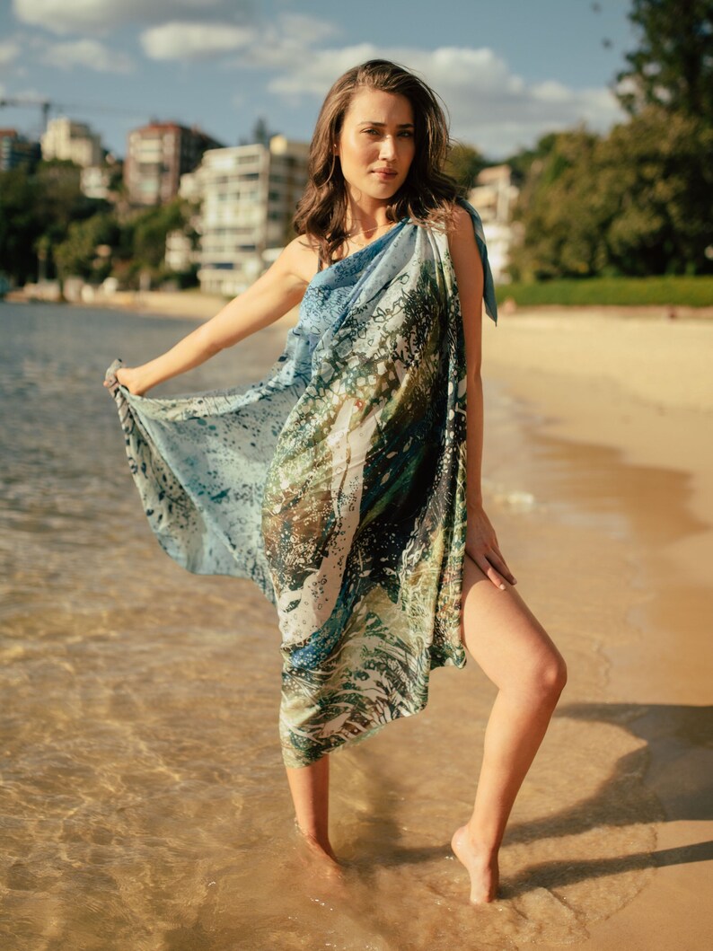 Designer Sarong THE SWIM Resort wear Sarong Australia, Luxurious Sarong, Designer beach wear, Designer artwear Australia image 1