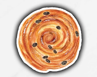 Pain Aux Raisins Sticker, French Pastry Sticker, French Bakery Sticker, Baked Goods Label, Raisin Bread, Croissant Lover