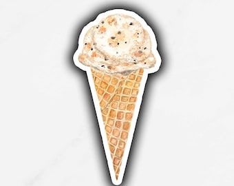 Chocolate Chip Cookie Dough Ice Cream Sticker, Waffle Cone Sticker, Ice Cream Party Favors, Frozen Yogurt Sticker, Sundae Bar Sign