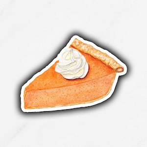 Pumpkin Pie Sticker, Fall Sticker, Watercolor, Baked Goods, Pie Lovers, Fall Desserts, Vinyl Sticker