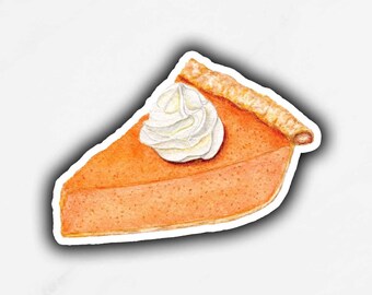 Pumpkin Pie Sticker, Fall Sticker, Watercolor, Baked Goods, Pie Lovers, Fall Desserts, Vinyl Sticker