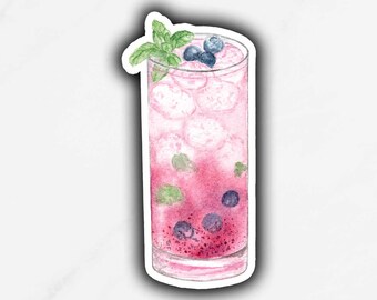 Blueberry Mojito Sticker, Signature Drink Sticker, DIY Wedding Bar Sign, Signature Cocktail Sign, His and Her Cocktail, Drink Menu