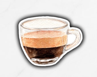 Espresso Sticker, Watercolor Espresso Sticker, Espresso Shot Sticker, Coffee Sticker, Coffee Addict Sticker, Cafe Sticker