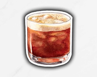 Carajillo Cocktail Sticker, Signature Drink, DIY Wedding Bar Sign, Hand painted watercolor